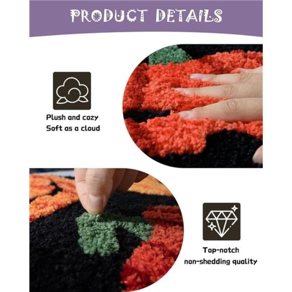 Fall Halloween Bathroom Rugs Pumpkins & Thanksgiving Home Decor 20x60 NWT - Picture 3 of 6